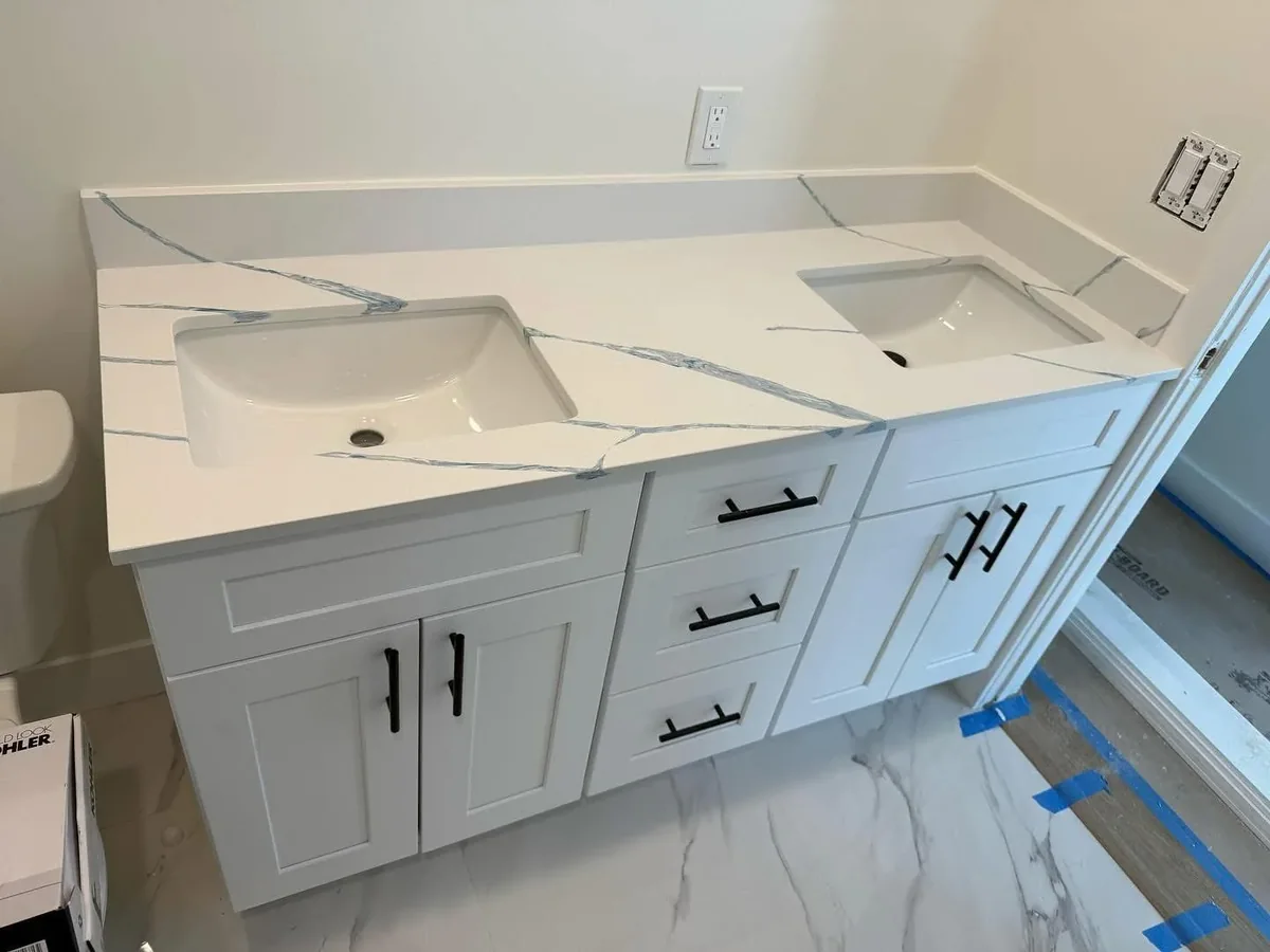 Bathroom vanity with a stone top installed in West Palm Beach
